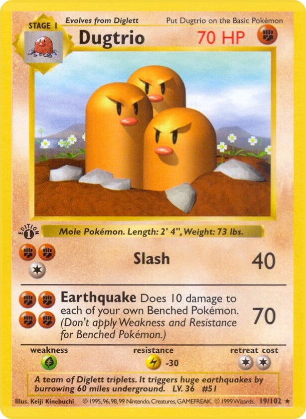 Image for Dugtrio (019/102) (Base Set (Shadowless)) - Pokemon