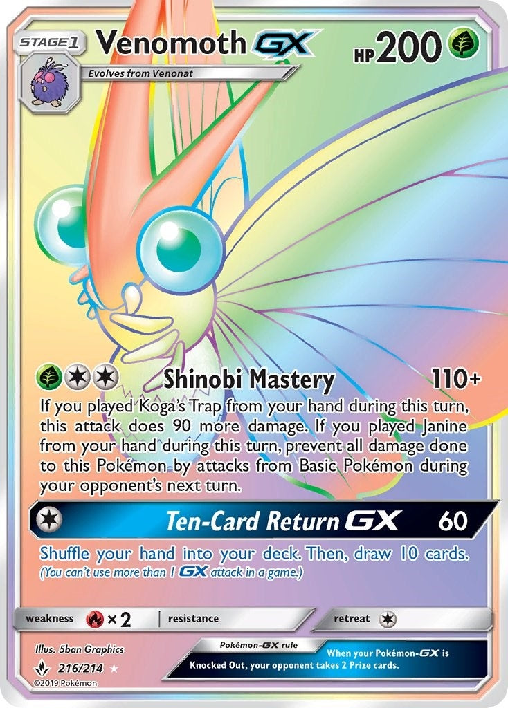 Image for Venomoth GX (Secret) (216/214) (SM - Unbroken Bonds) - Pokemon