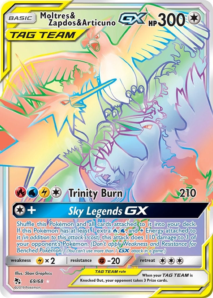 Image for Moltres & Zapdos & Articuno GX (Secret) (69/68) (Hidden Fates) - Pokemon