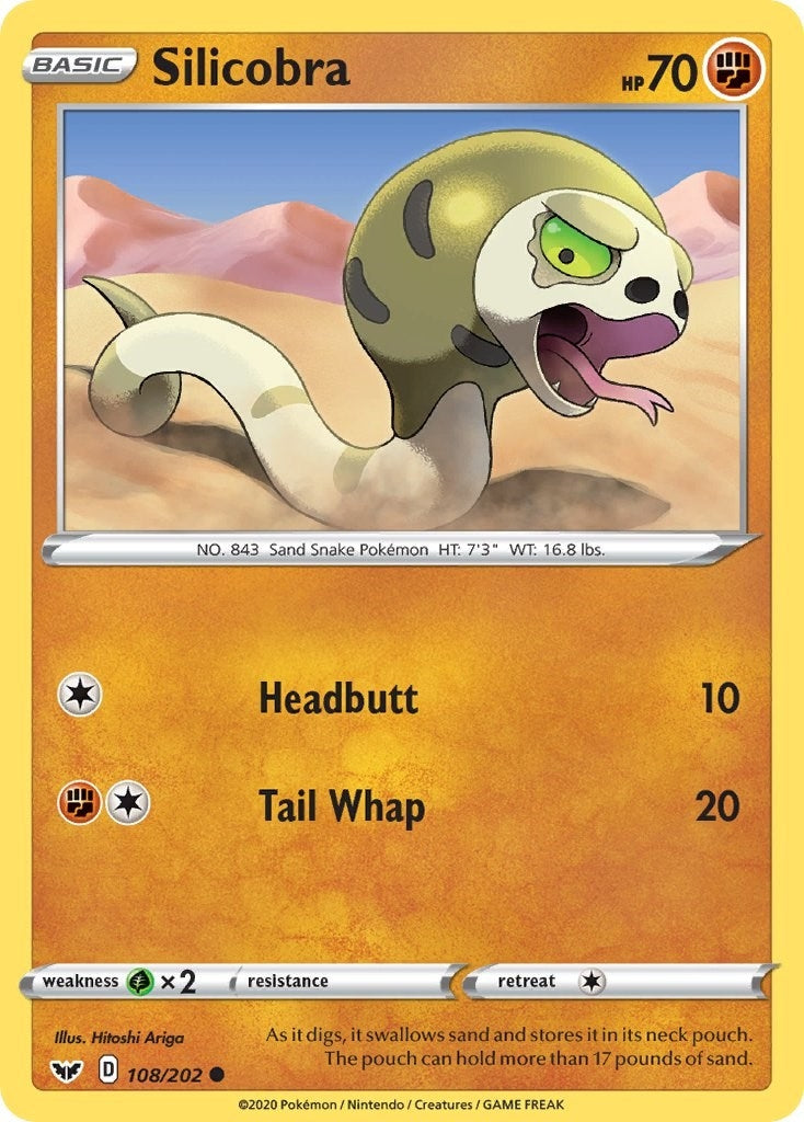 Image for Silicobra (108) (108/202) (SWSH01: Sword & Shield Base Set) - Pokemon