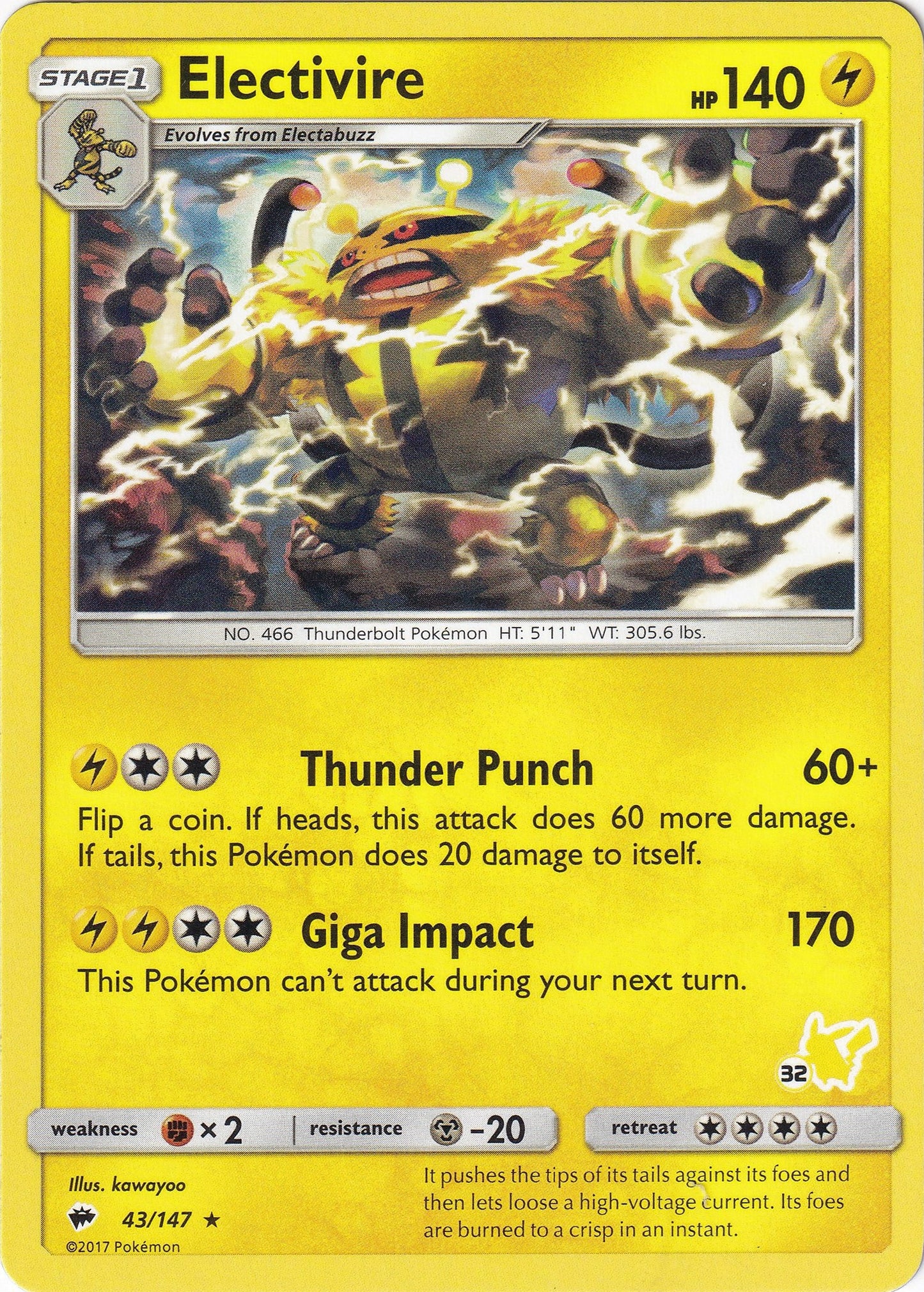 Image for Electivire- 43/147 (#32 Pikachu Stamped) (043/147) (Battle Academy) - Pokemon