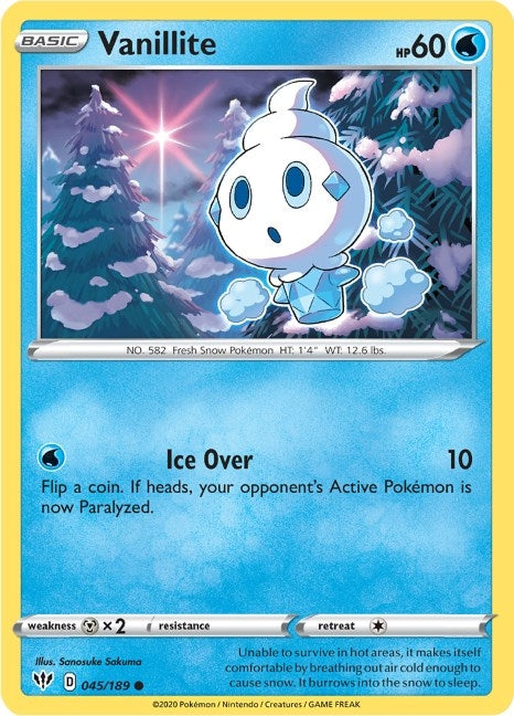 Image for Vanillite (045/189) (SWSH03: Darkness Ablaze) - Pokemon