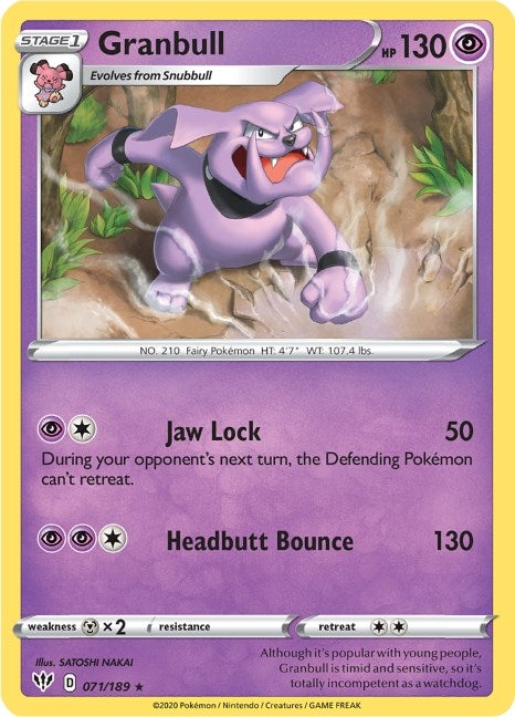 Image for Granbull (071/189) (SWSH03: Darkness Ablaze) - Pokemon