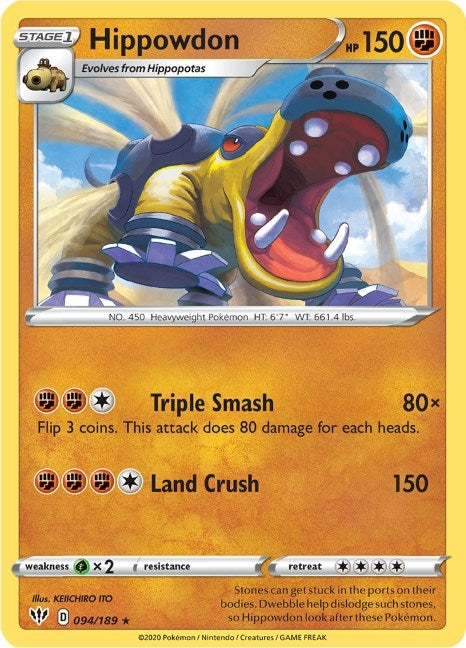 Image for Hippowdon (094/189) (SWSH03: Darkness Ablaze) - Pokemon