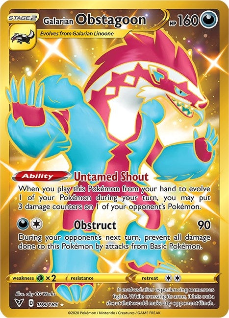 Image for Galarian Obstagoon (Secret) (198/185) (SWSH04: Vivid Voltage) - Pokemon