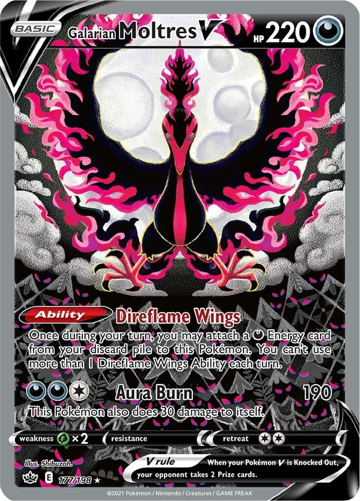 Image for Galarian Moltres V (Alternate Full Art) (177/198) (SWSH06: Chilling Reign) - Pokemon