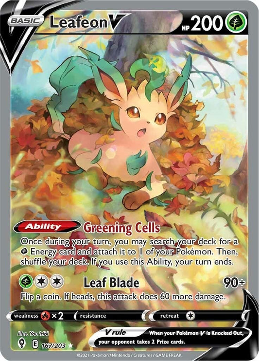 Image for Leafeon V (Alternate Full Art) (167/203) (SWSH07: Evolving Skies) - Pokemon