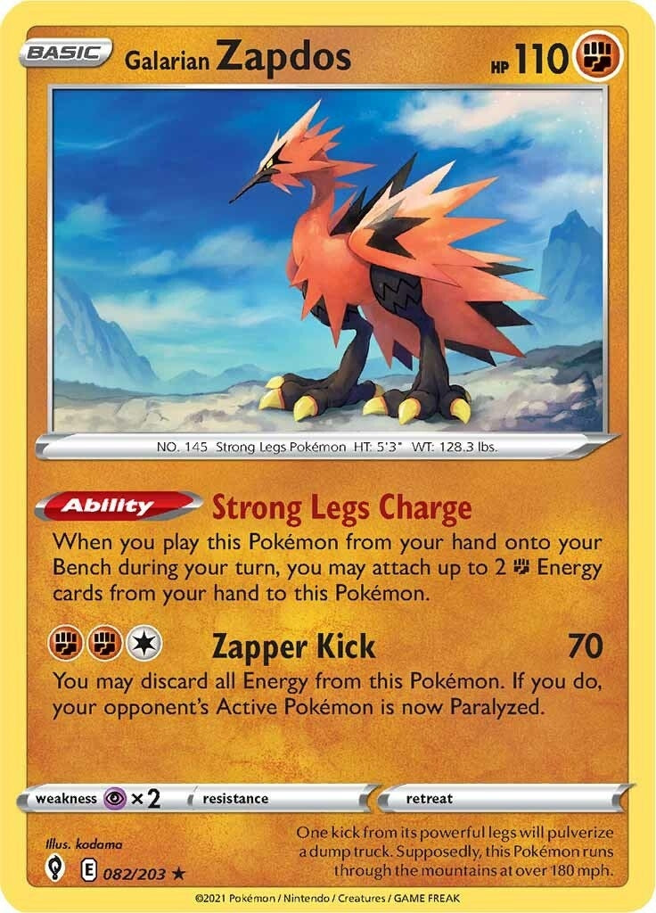 Image for Galarian Zapdos (082/203) (SWSH07: Evolving Skies) - Pokemon