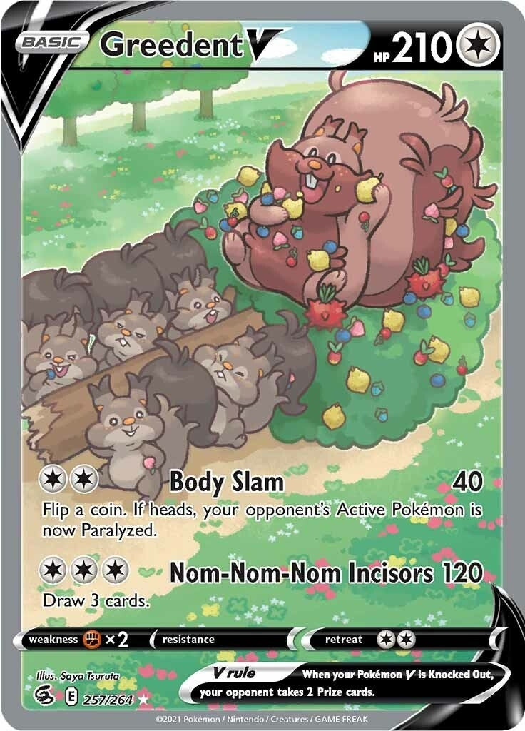 Image for Greedent V (Alternate Full Art) (257/264) (SWSH08: Fusion Strike) - Pokemon