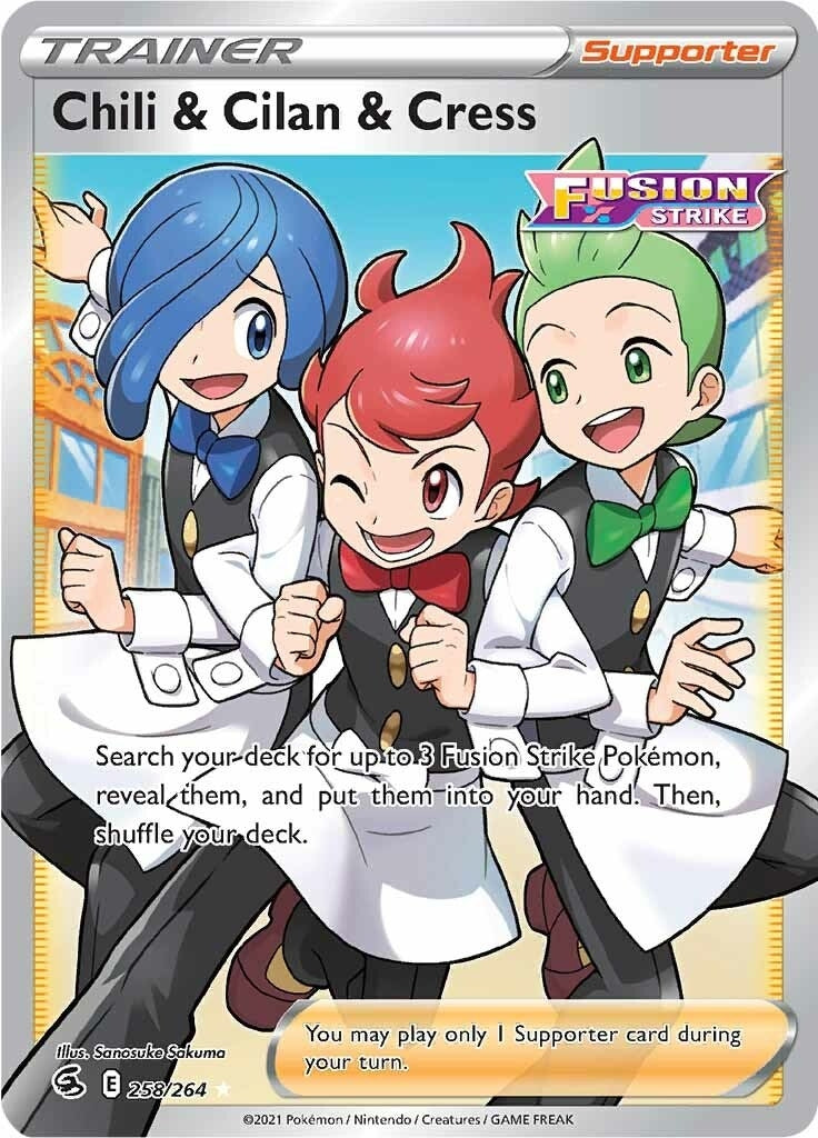Image for Chili & Cilan & Cress (Full Art) (258/264) (SWSH08: Fusion Strike) - Pokemon