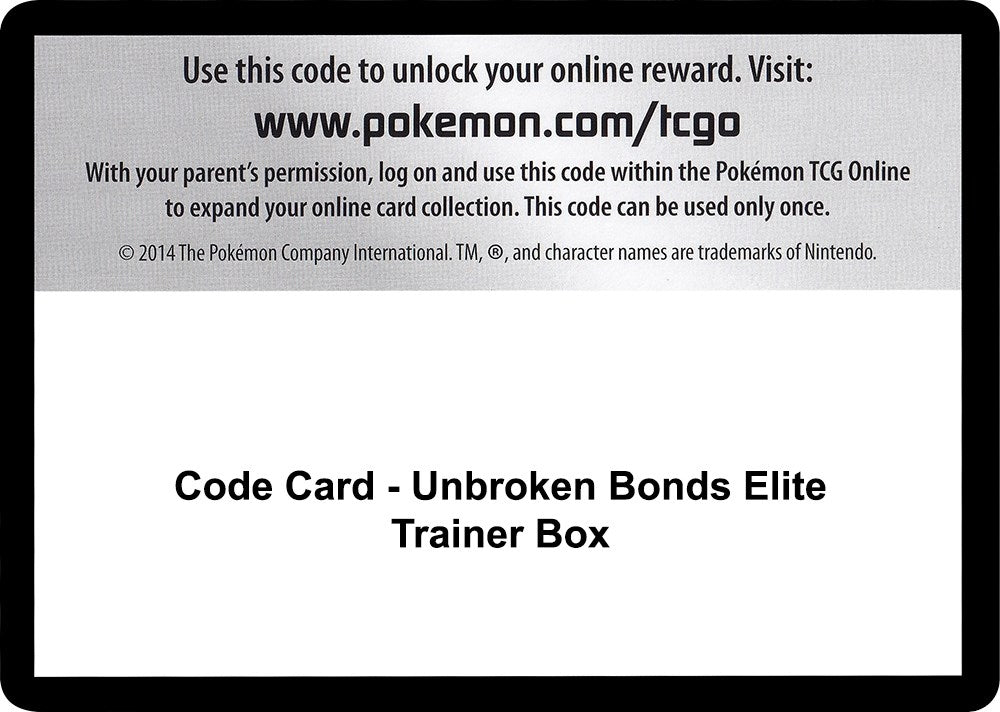 Image for Code Card - Unbroken Bonds Elite Trainer Box - Pokemon