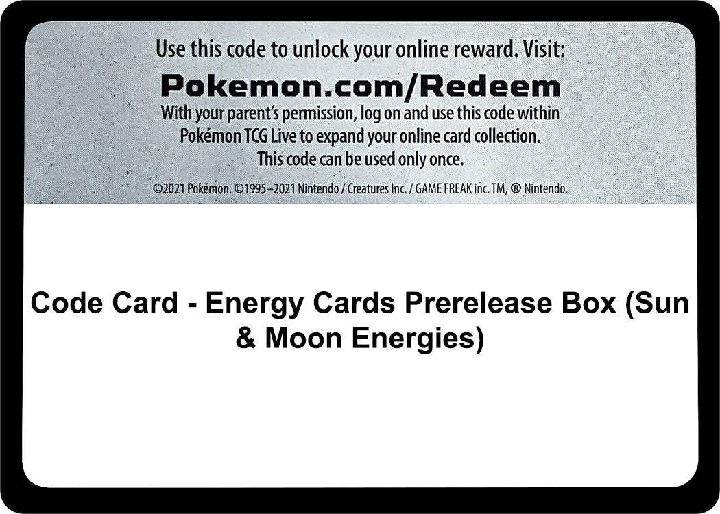 Image for Code Card - Energy Cards Prerelease Box (Sun & Moon Energies) (Miscellaneous Cards & Products) - Pokemon