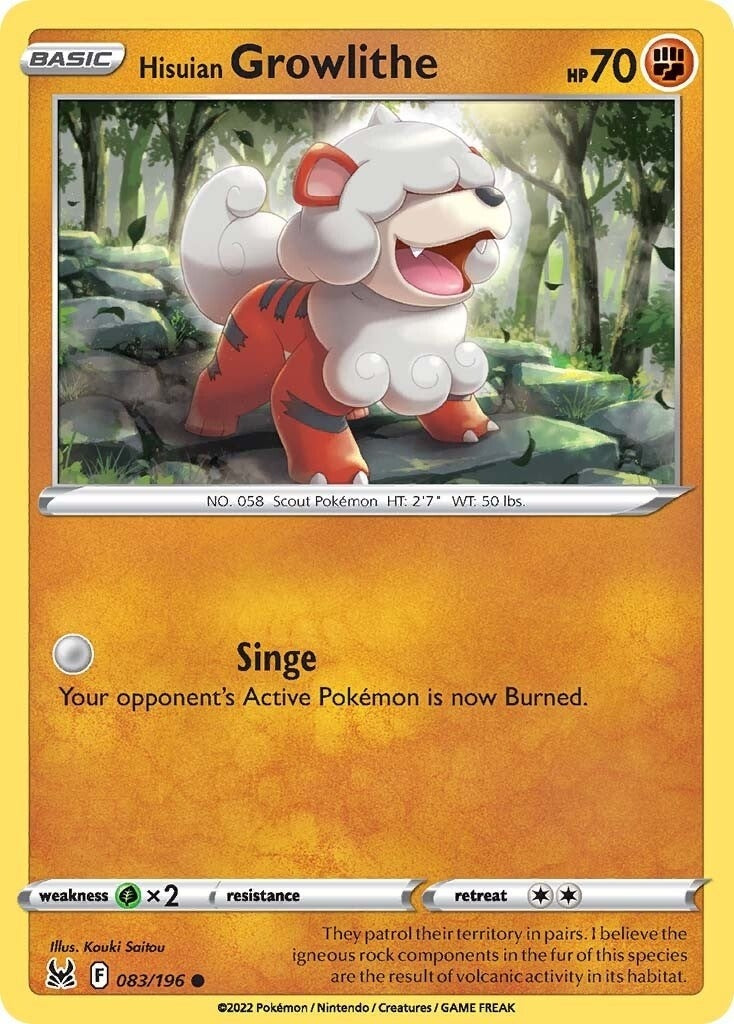 Image for Hisuian Growlithe (083/196) (SWSH11: Lost Origin) - Pokemon