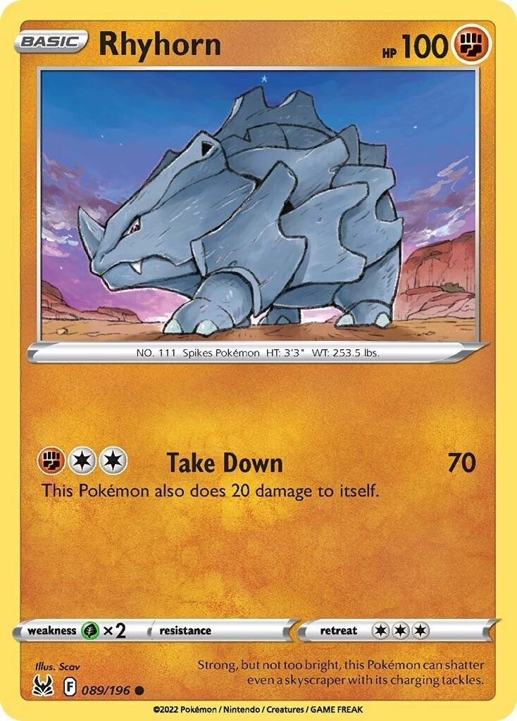 Image for Rhyhorn (089/196) (SWSH11: Lost Origin) - Pokemon