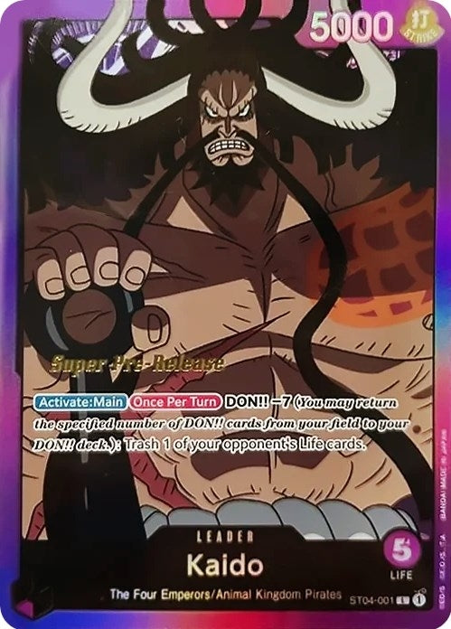 Image for Kaido (001) (ST04-001) (Super Pre-Release Starter Deck 4: Animal Kingdom Pirates) - One Piece Card Game