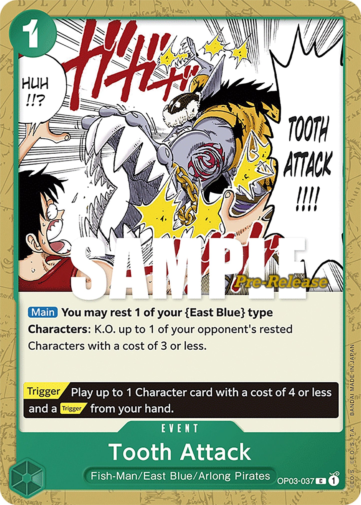 Image for Tooth Attack (OP03-037) (Pillars of Strength Pre-Release Cards) - One Piece Card Game