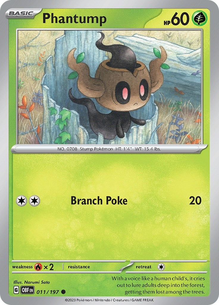 Image for Phantump (011/197) (SV03: Obsidian Flames) - Pokemon