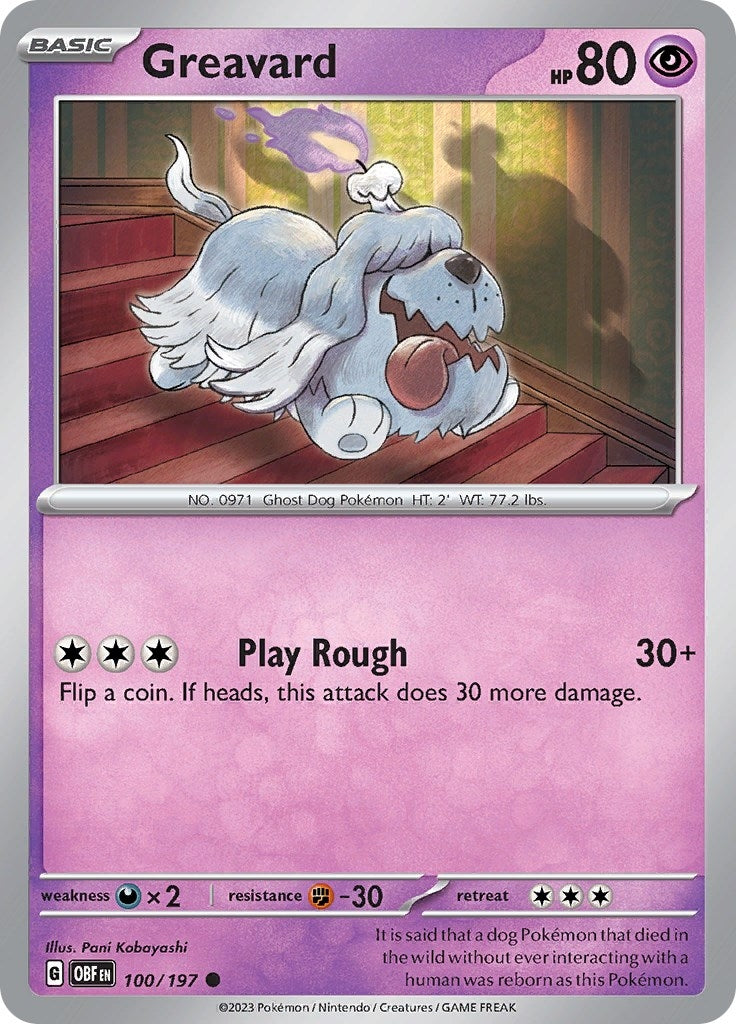 Image for Greavard (100/197) (SV03: Obsidian Flames) - Pokemon