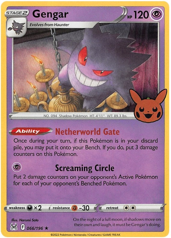 Image for Gengar (2022 Copyright Date) (066/196) (Trick or Trade BOOster Bundle 2023) - Pokemon