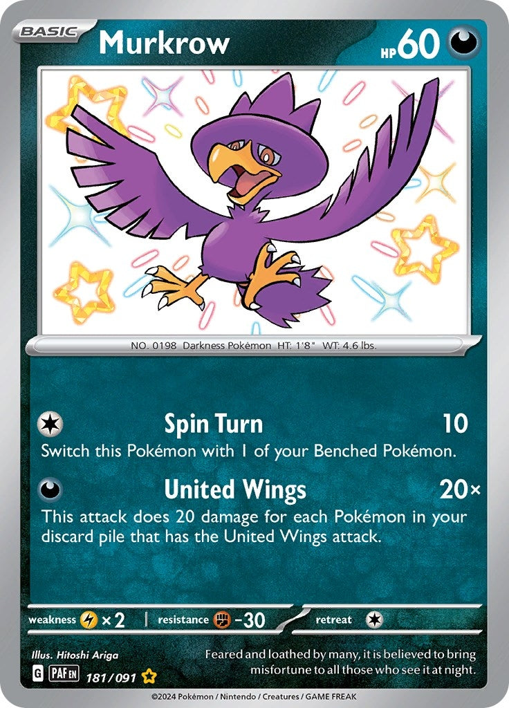 Image for Murkrow (181/091) (SV: Paldean Fates) - Pokemon