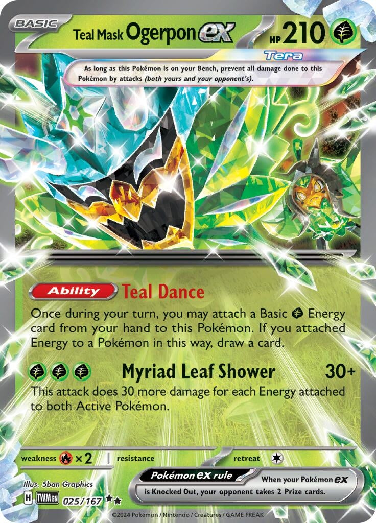 Image for Teal Mask Ogerpon ex (025/167) (SV06: Twilight Masquerade) - Pokemon