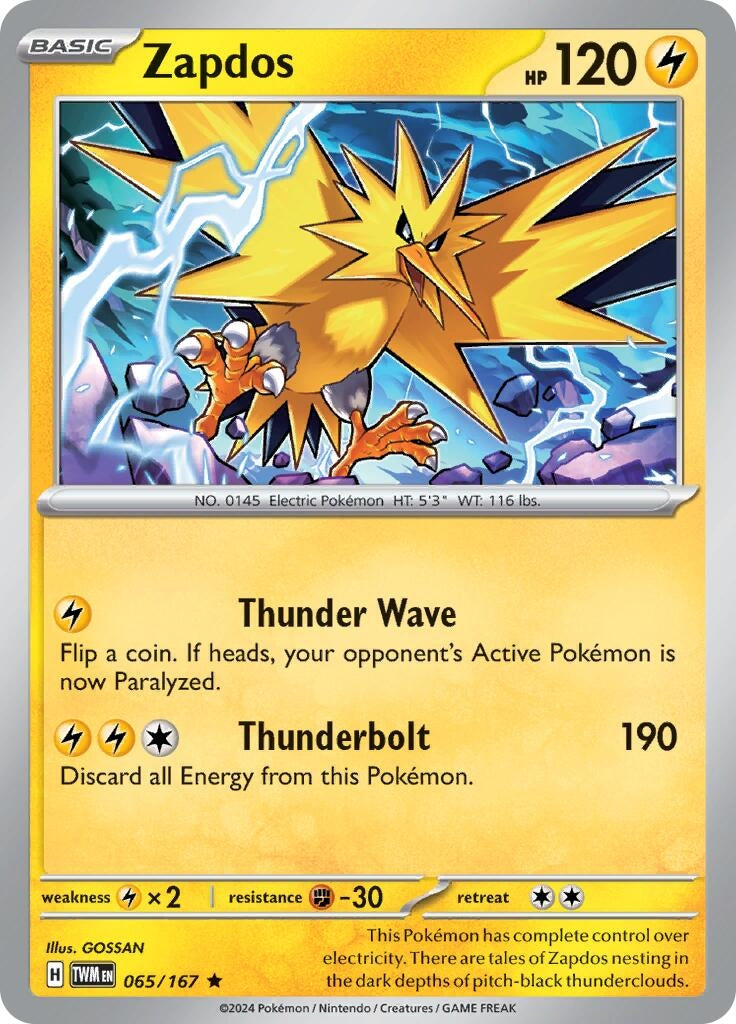 Image for Zapdos (065/167) (SV06: Twilight Masquerade) - Pokemon