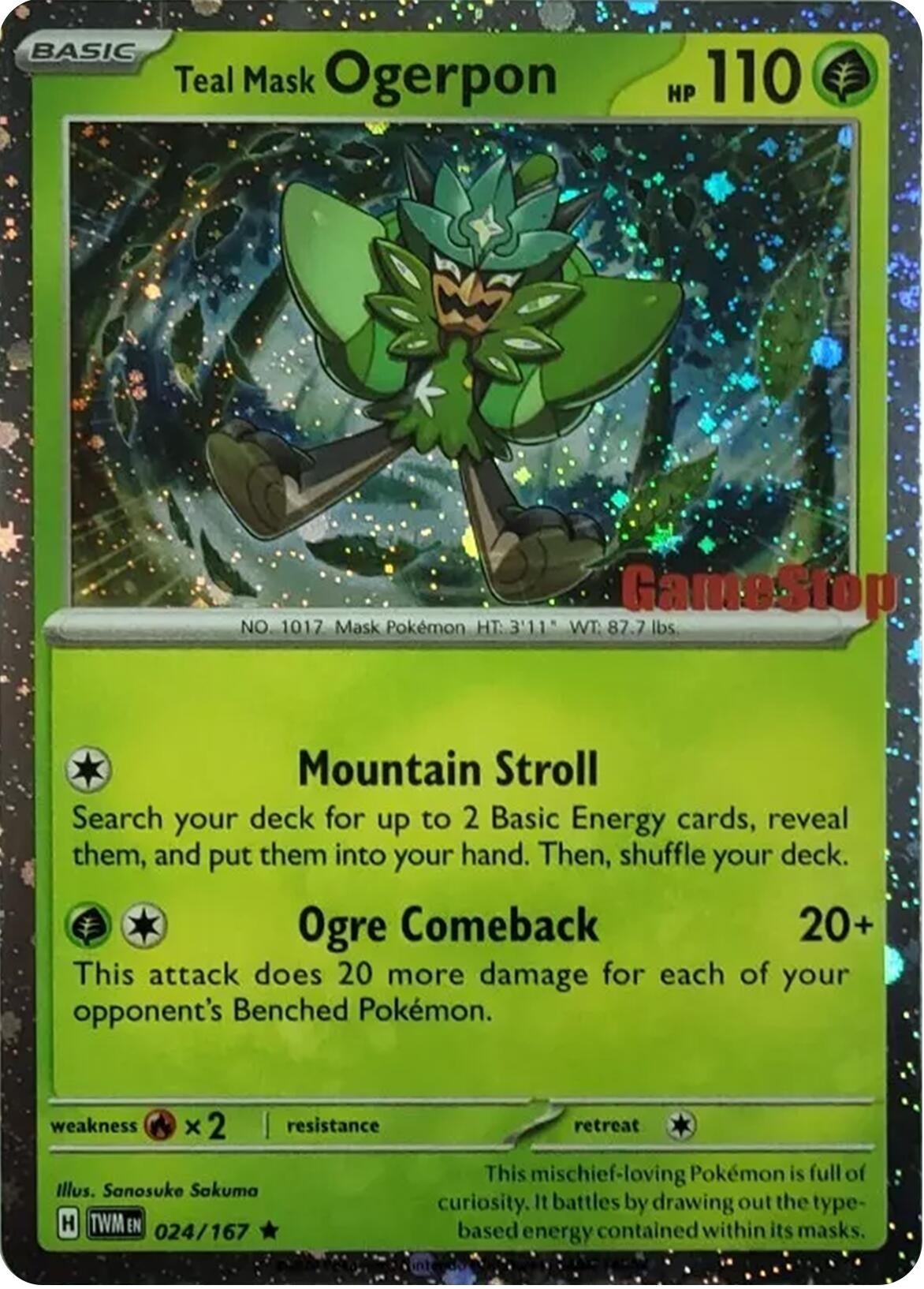 Image for Teal Mask Ogerpon (Cosmos Holo) (Gamestop Exclusive) (024/167) (Miscellaneous Cards & Products) - Pokemon