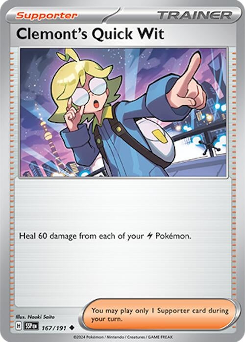 Image for Clemont's Quick Wit (167/191) (SV08: Surging Sparks) - Pokemon