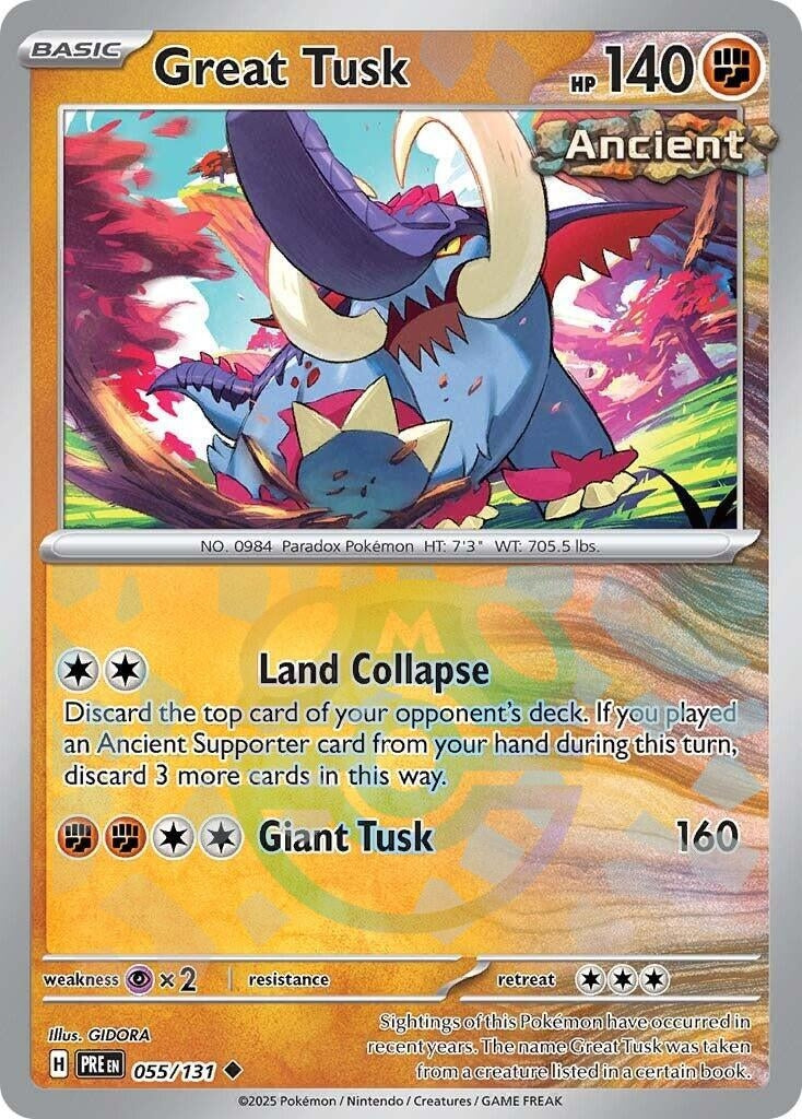 Image for Great Tusk (Master Ball Pattern) (055/131) (SV: Prismatic Evolutions) - Pokemon