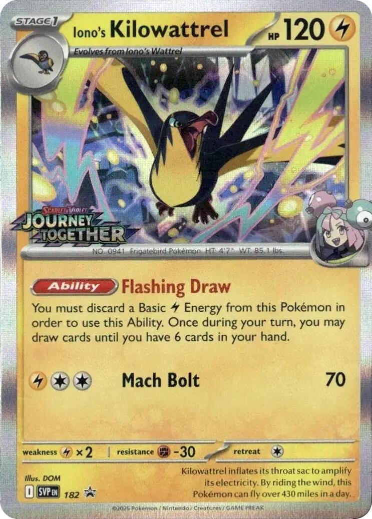 Image for Iono's Kilowattrel - 182 (Prerelease) (182) (SV: Scarlet & Violet Promo Cards) - Pokemon