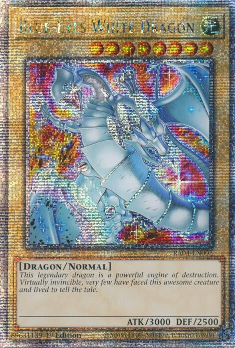 Image for Blue-Eyes White Dragon (New Art) (Quarter Century Secret Rare) (RA04-EN002) (Quarter Century Stampede) (RA04) - YuGiOh