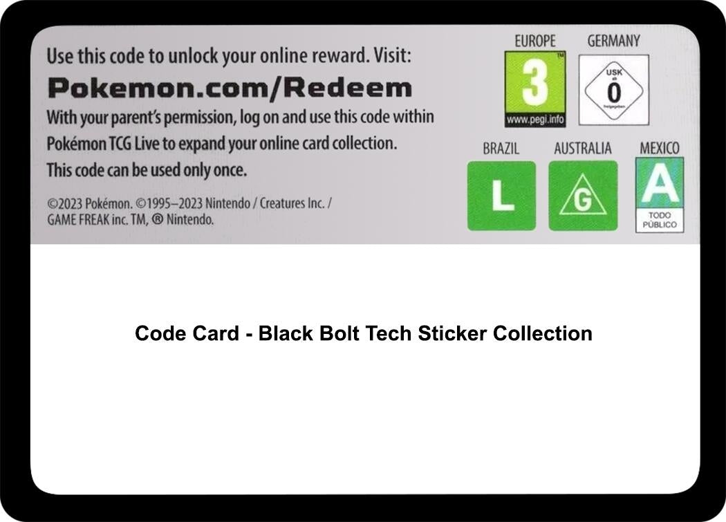 Image for Code Card - Black Bolt Tech Sticker Collection (SV: Black Bolt) - Pokemon
