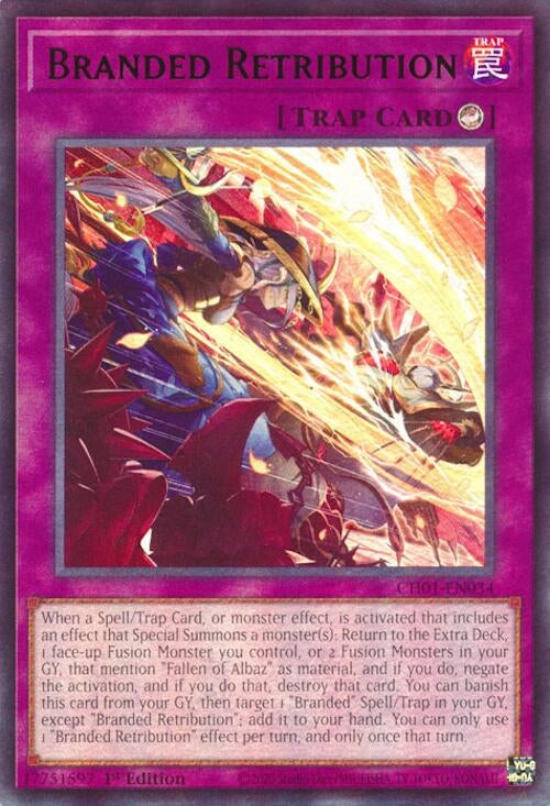 Image for Branded Retribution (CH01-EN034) (THE CHRONICLES DECK: The Fallen & The Virtuous (All-Foil Edition)) - YuGiOh