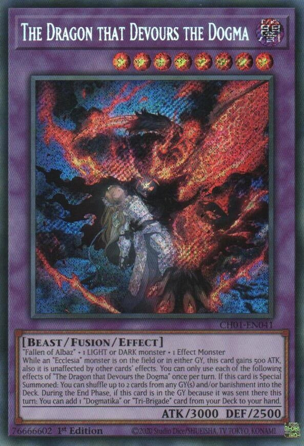 Image for The Dragon that Devours the Dogma (Secret Rare) (CH01-EN041) (THE CHRONICLES DECK: The Fallen & The Virtuous (All-Foil Edition)) - YuGiOh