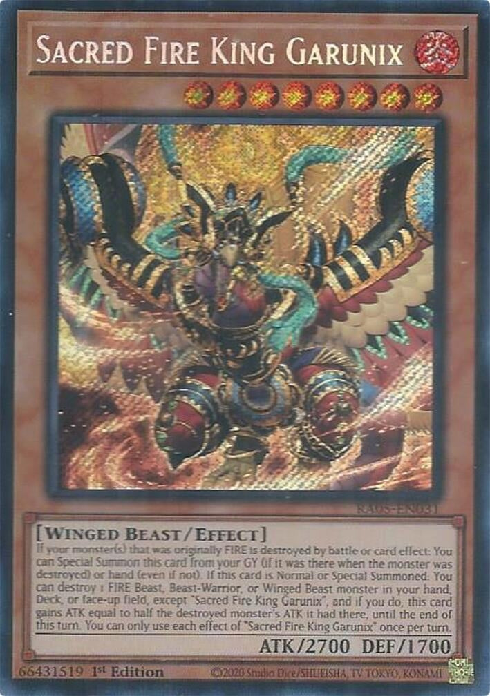 Sacred Fire King Garunix (Secret Rare) (RA05-EN031) (Rarity Collection 5)