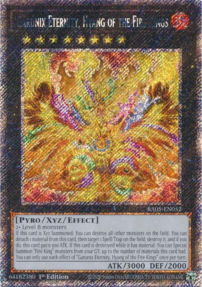 Garunix Eternity, Hyang of the Fire Kings (Platinum Secret Rare) (RA05-EN052) (Rarity Collection 5)