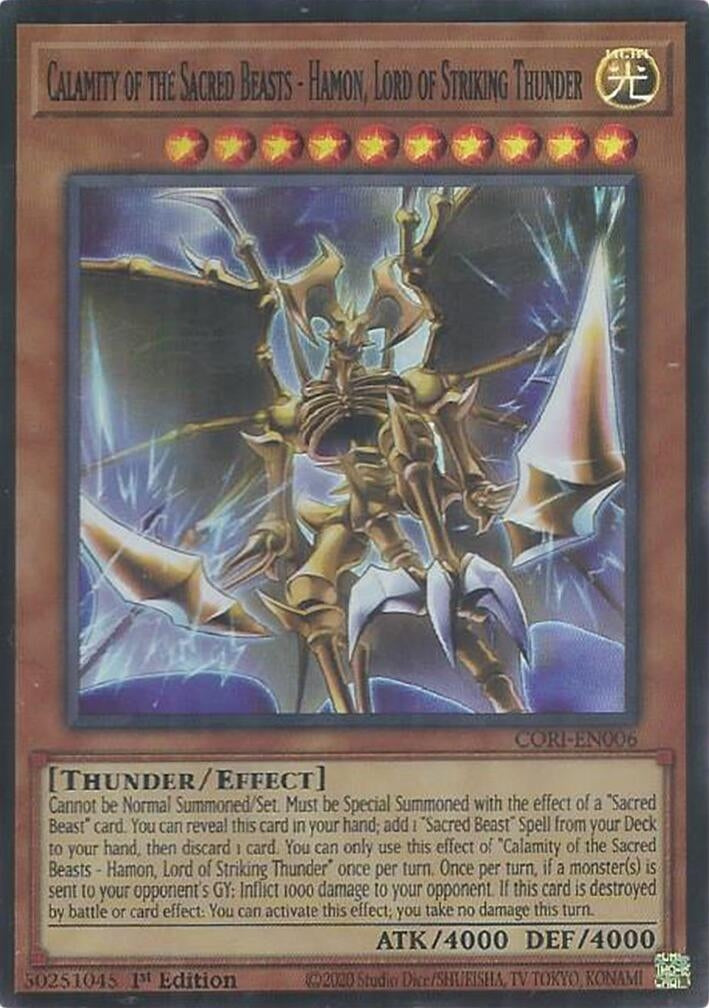 Image for Calamity of the Sacred Beasts - Hamon, Lord of Striking Thunder (CORI-EN006) (Chaos Origins) (CORI) - YuGiOh