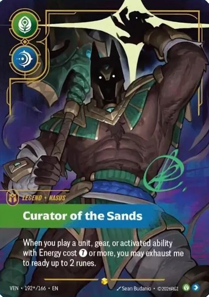 Image for Nasus - Curator of the Sands (Signature) (192*/166) (Vendetta) (VEN) - Riftbound: League of Legends Trading Card Game