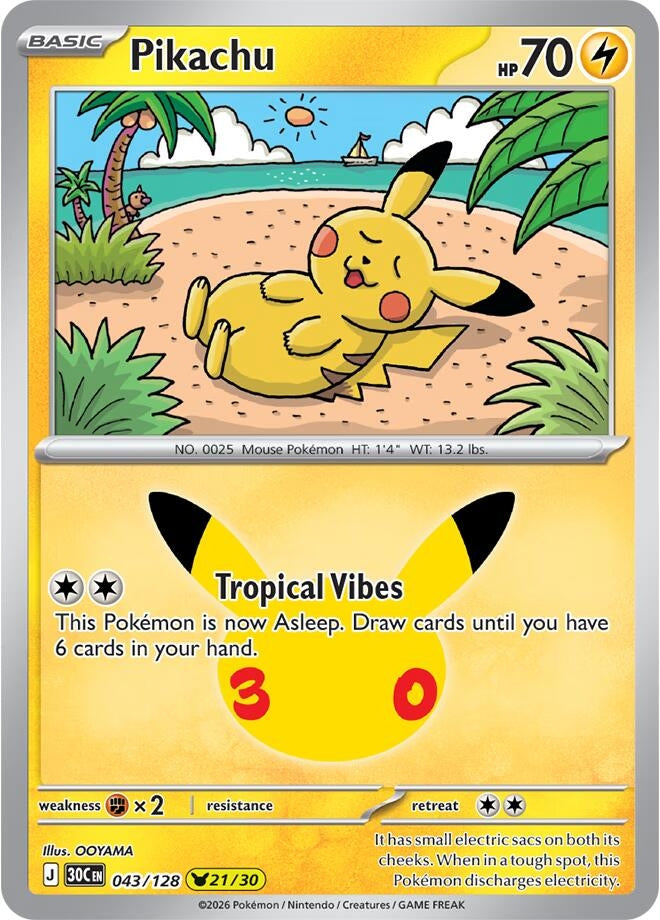 Image for Pikachu (043/128) (ME: 30th Celebration) (30C) - Pokemon