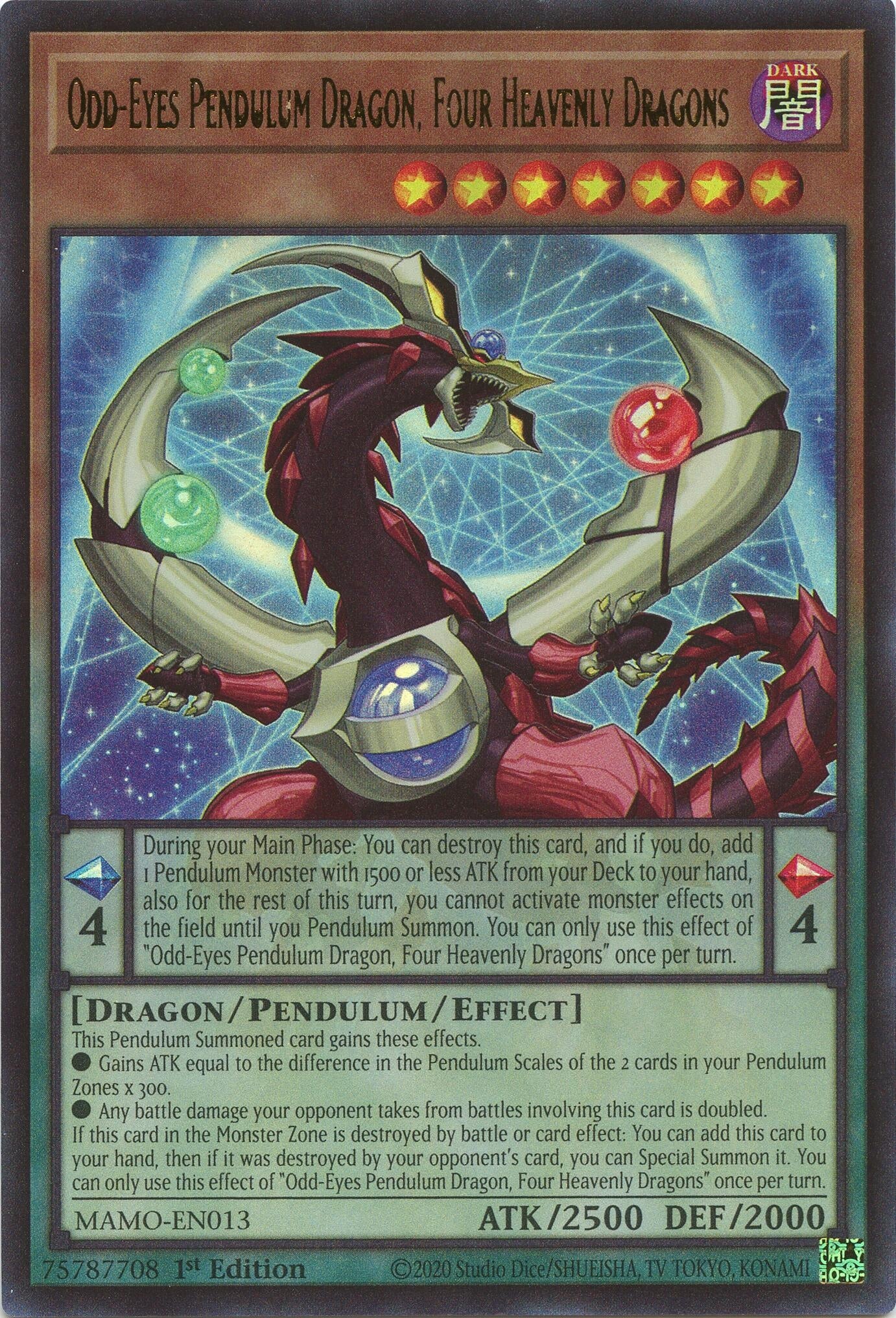 Odd-Eyes Pendulum Dragon, Four Heavenly Dragons (MAMO-EN013) (Magnificent Monsters) (MAMO)
