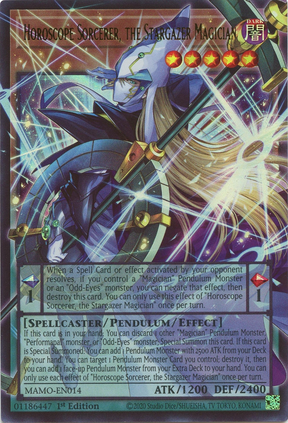 Horoscope Sorcerer, the Stargazer Magician (Extended Art) (MAMO-EN014) (Magnificent Monsters) (MAMO)