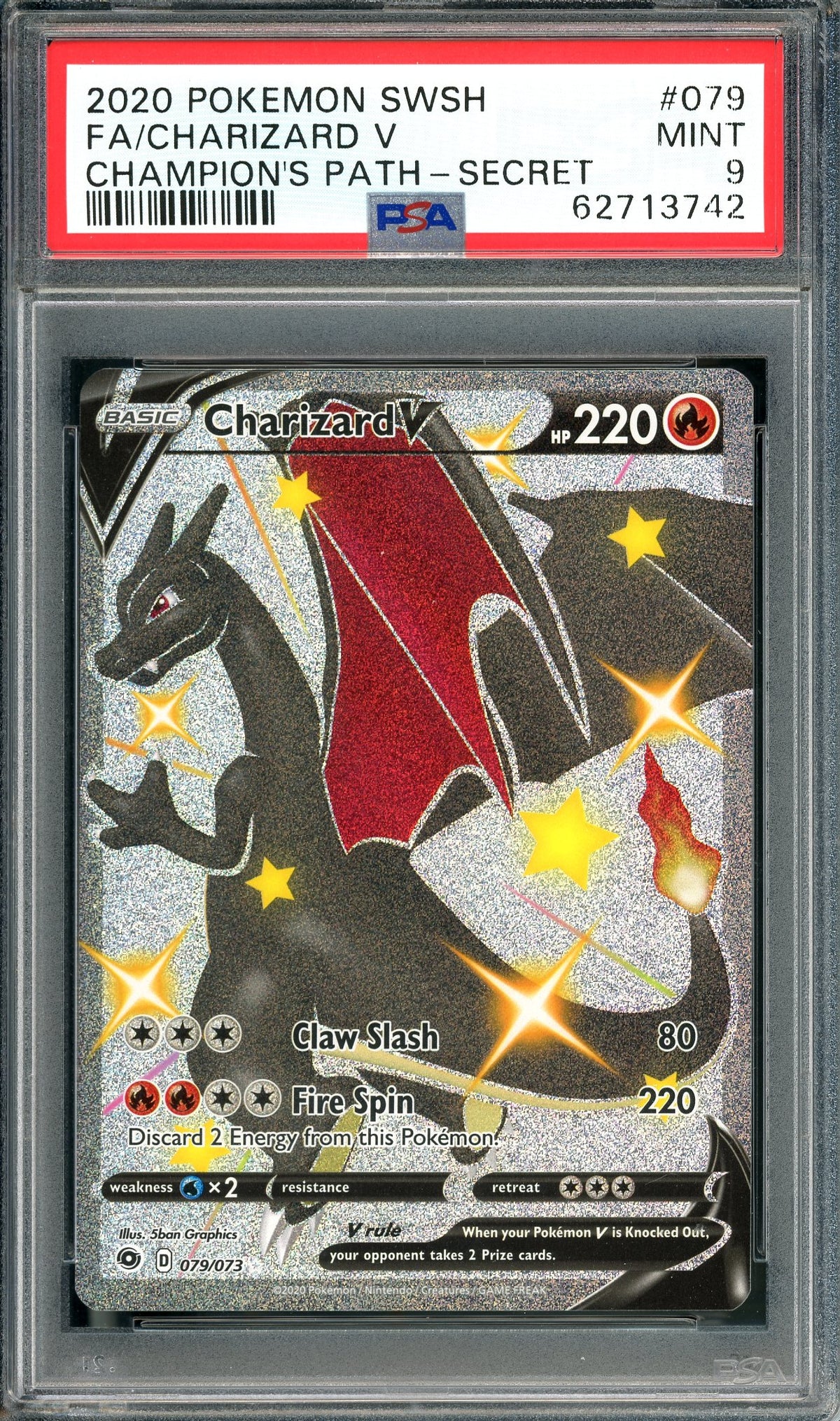 PSA 9 Charizard V (079/073) Secret Rare [Pokemon SWSH: Champion's Path