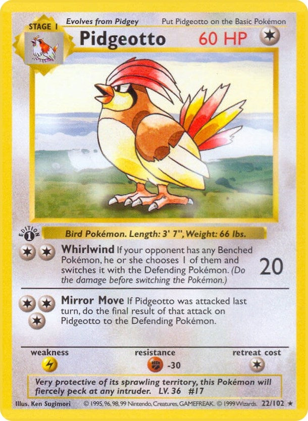 Image for Pidgeotto (022/102) (Base Set (Shadowless)) - Pokemon