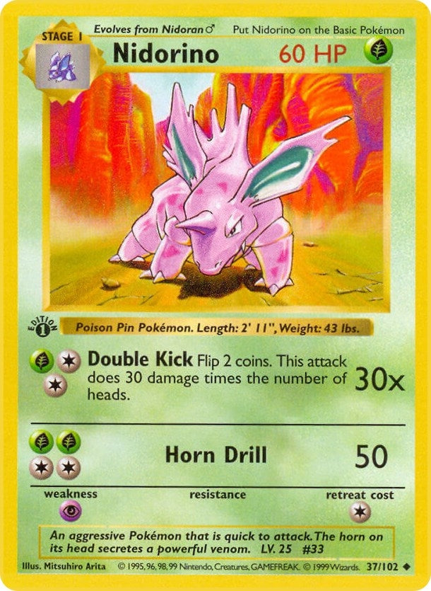 Image for Nidorino (037/102) (Base Set (Shadowless)) - Pokemon