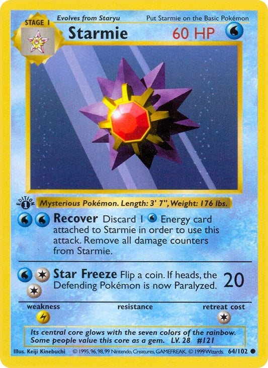 Image for Starmie (064/102) (Base Set (Shadowless)) - Pokemon