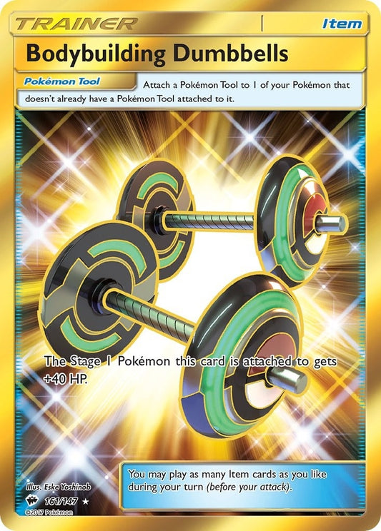 Image for Bodybuilding Dumbbells (Secret) (161/147) (SM - Burning Shadows) - Pokemon