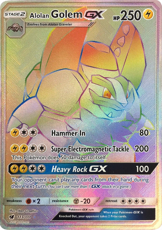 Image for Alolan Golem GX (Secret) (113/111) (SM - Crimson Invasion) - Pokemon