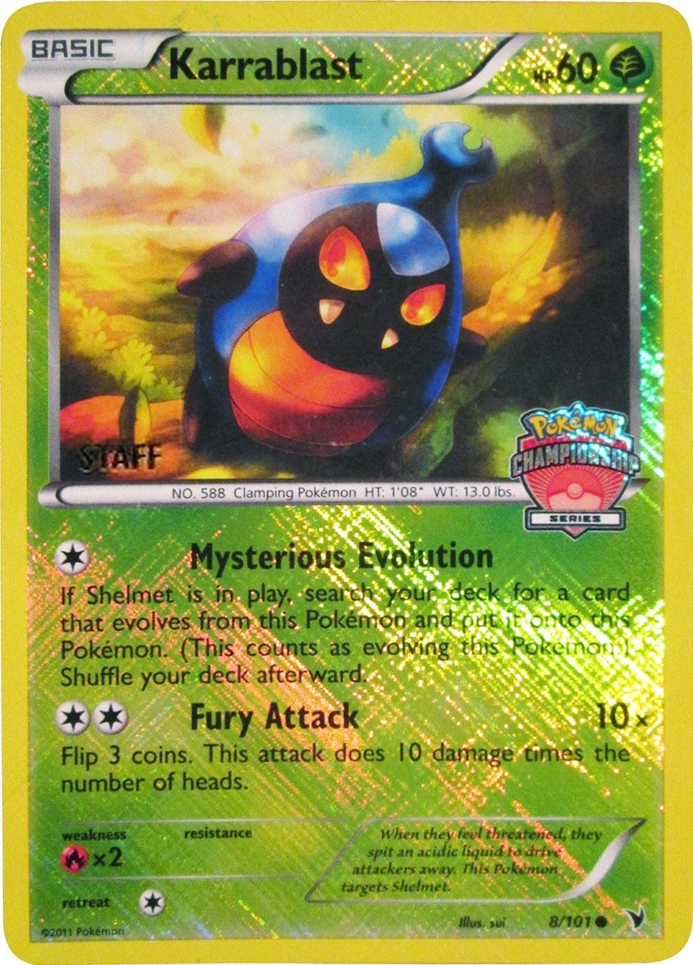 Image for Karrablast - 8/101 (Championship Series) [Staff] (008/101) (League & Championship Cards) - Pokemon
