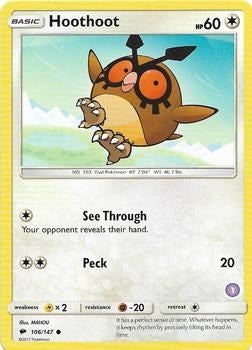 Image for Hoothoot (1) (106/147) (SM Trainer Kit: Alolan Sandslash & Alolan Ninetales) - Pokemon