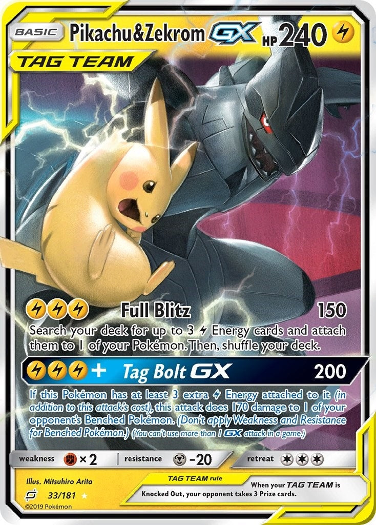 Image for Pikachu & Zekrom GX (33/181) (SM - Team Up) - Pokemon